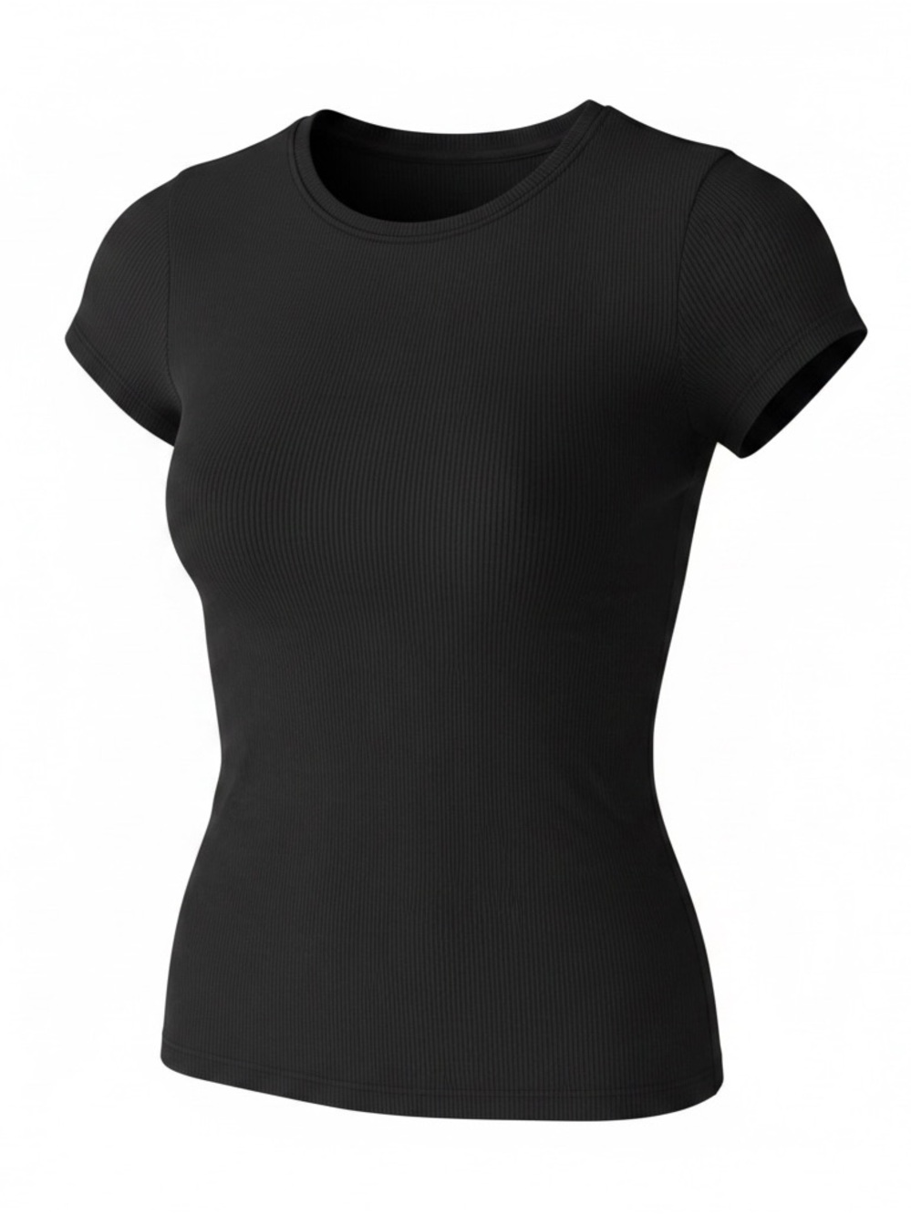 CALIA Black Ribbed Short Sleeve Tee